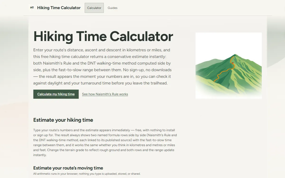 Hiking Time Calculator site