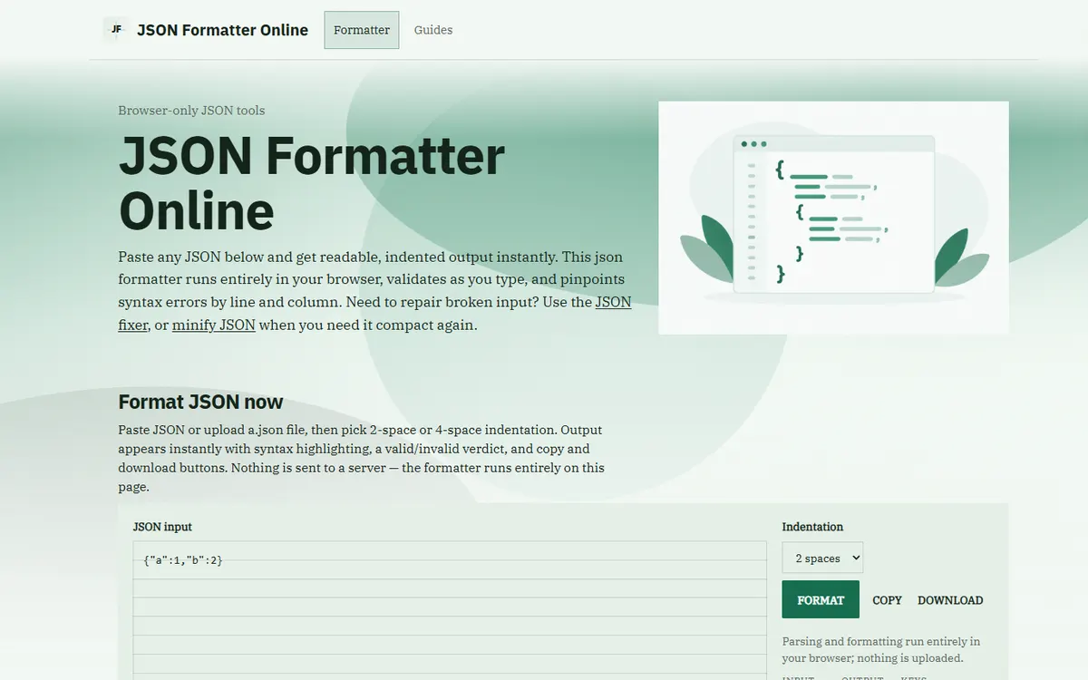 JSON Formatter Online site